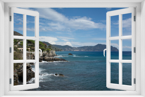 Fototapeta Naklejka Na Ścianę Okno 3D - Vista sul promontorio di Portofino dalla passeggiata Anita Garibaldi (Genova, Italia)