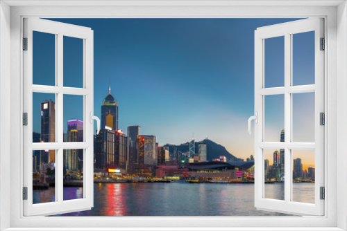 Fototapeta Naklejka Na Ścianę Okno 3D - Panorama of Hong Kong city under sunset