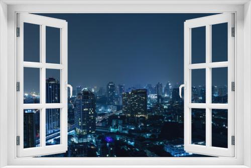 Fototapeta Naklejka Na Ścianę Okno 3D - Modern Bangkok city at night