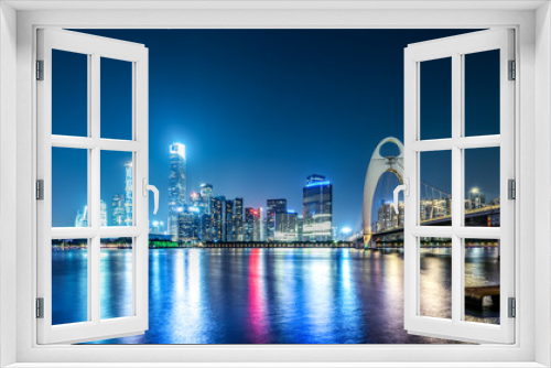 Fototapeta Naklejka Na Ścianę Okno 3D - Guangzhou City Skyline and Architecture Landscape at Night