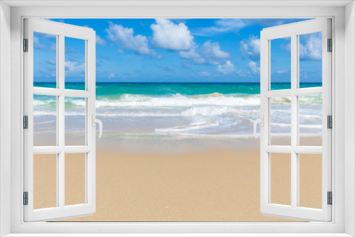 Fototapeta Naklejka Na Ścianę Okno 3D - Exotic white sand andaman sea beach sky with cloud summer vacation concept