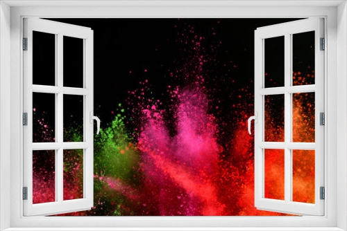 Fototapeta Naklejka Na Ścianę Okno 3D - Explosion of colored powder isolated on black background