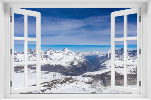 Fototapeta Naklejka Na Ścianę Okno 3D - Landscape view with blue sky of mountain in ,Switzerland,European Alps in sunny day
