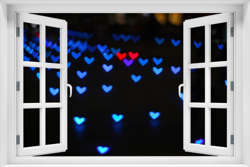 blue colorful bokeh and blur line heart shape love valentine day