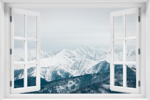 Fototapeta Naklejka Na Ścianę Okno 3D - landscape mountains forest and snow