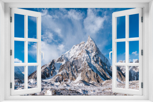 Fototapeta Naklejka Na Ścianę Okno 3D - Panoramic view of Mitre Peak and Baltoro Galcier and Karakoram Mountains from Concordia, Pakistan