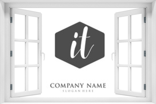 Handwritten initial letter I T IT for identity and logo. Vector logo template with handwriting and signature style.