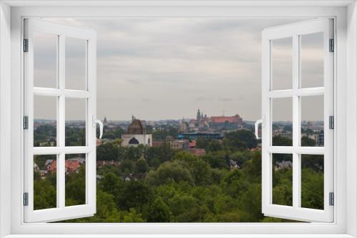 Fototapeta Naklejka Na Ścianę Okno 3D - Cracow skyline with aerial view with a piece of constructive architecture - catholic seminarium