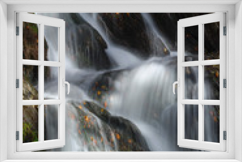 Fototapeta Naklejka Na Ścianę Okno 3D - New England waterfall. Cascading waterfall in autumn season