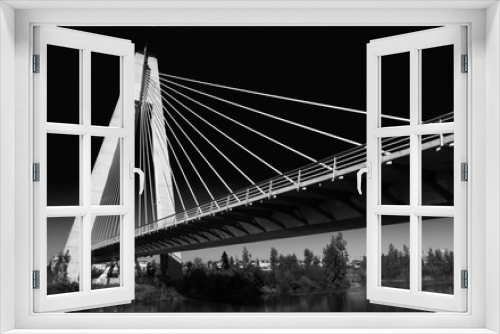 Fototapeta Naklejka Na Ścianę Okno 3D - Suspension bridge in Badajoz Spain. Straight lines, modern architecture