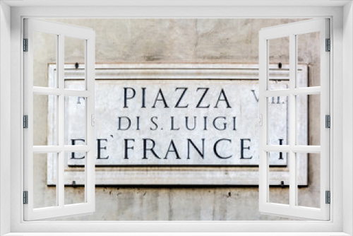 Fototapeta Naklejka Na Ścianę Okno 3D - street sign Piazza di San Luigi de' Francesi