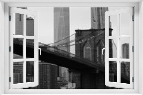 Fototapeta Naklejka Na Ścianę Okno 3D - Brooklyn Bridge Black and White