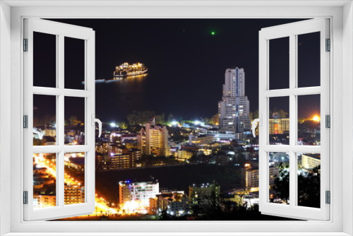 Fototapeta Naklejka Na Ścianę Okno 3D - Patong Phuket Thailand nights lights towers and cruise liner
