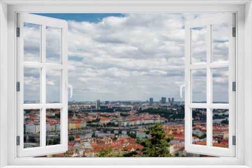 Fototapeta Naklejka Na Ścianę Okno 3D - Top view of Prague, the capital of Czech Republic. Cloudy sky.
