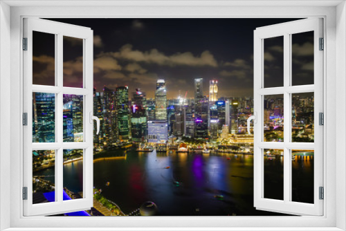 Fototapeta Naklejka Na Ścianę Okno 3D - Aerial View of the Singapore Skyline at night