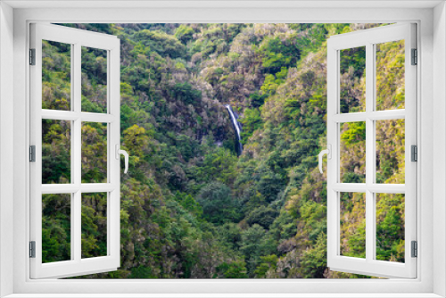 Fototapeta Naklejka Na Ścianę Okno 3D - Caldeirao Verde waterfall at  the end of the hiking trail on the Levada Caldeirao Verde near Santana on the island of Madeira, Portugal.