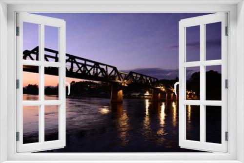 Fototapeta Naklejka Na Ścianę Okno 3D - river kwai bridge at sunset