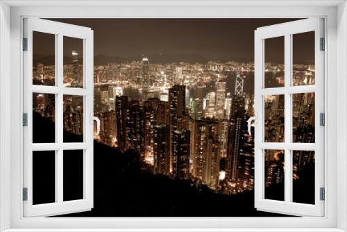 Fototapeta Naklejka Na Ścianę Okno 3D - ヴィクトリアピークから見える香港の夜景
