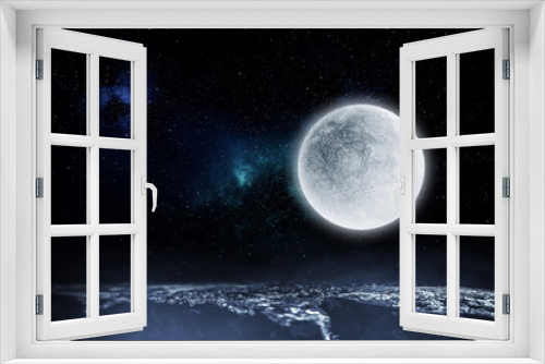 Fototapeta Naklejka Na Ścianę Okno 3D - Full moon background . Mixed media