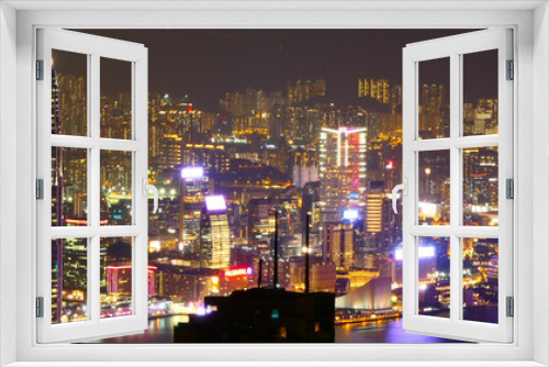 Fototapeta Naklejka Na Ścianę Okno 3D - A large view over the entire City of Hong Kong by night