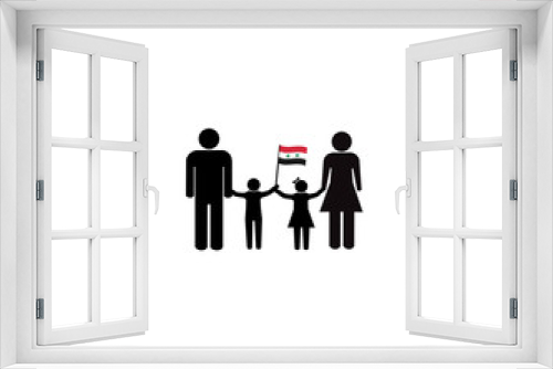 Fototapeta Naklejka Na Ścianę Okno 3D - Syrian family with the Syrian Arab Republic national flag, we love syria concept, sign symbol background, vector illustration.