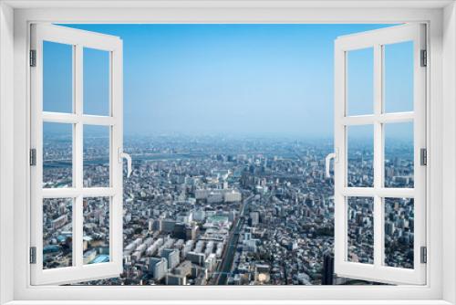 Fototapeta Naklejka Na Ścianę Okno 3D - Asia business concept for real estate and corporate construction - panoramic urban city skyline aerial view under sky in tokyo, Japan