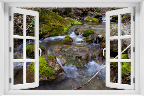 Fototapeta Naklejka Na Ścianę Okno 3D - forest waterfall