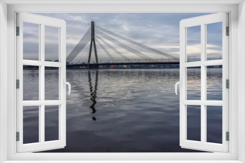 Fototapeta Naklejka Na Ścianę Okno 3D - Cityscape View of Riga Latvia with Bridge and River