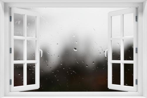 Fototapeta Naklejka Na Ścianę Okno 3D - fenster mit regen tropfen im herbst