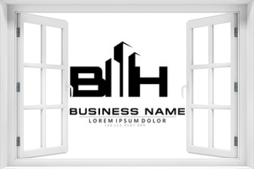 B H BH Initial building logo concept