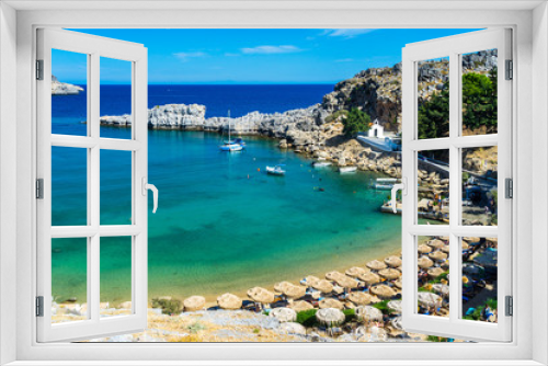 Fototapeta Naklejka Na Ścianę Okno 3D - St Pauls Bay Lindos Rhodes Greece