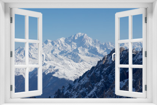 Fototapeta Naklejka Na Ścianę Okno 3D - Mont blanc view snowy mountain from Mont Vallon Meribel 3 vallees