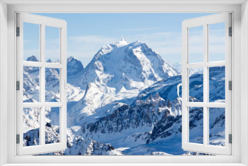 Fototapeta Naklejka Na Ścianę Okno 3D - Courchevel Saulire aiguille fruit black slope sunset snowy mountain landscape France alpes 