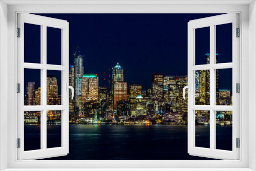 Fototapeta Naklejka Na Ścianę Okno 3D - Skyline Night Lights 2