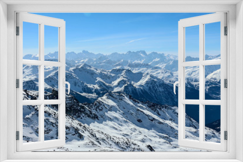 Fototapeta Naklejka Na Ścianę Okno 3D - col de thorens peclet val thorens valley view sun snowy mountain landscape France alpes 3 vallees