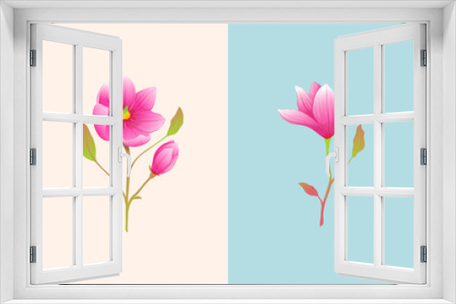 Fototapeta Naklejka Na Ścianę Okno 3D - Magnolia or rose brunch design. Boho style flower romantic classical drawing.