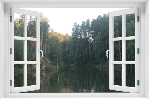 Fototapeta Naklejka Na Ścianę Okno 3D - lake in forest