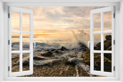 Fototapeta Naklejka Na Ścianę Okno 3D - Ocean Sunset Wave 