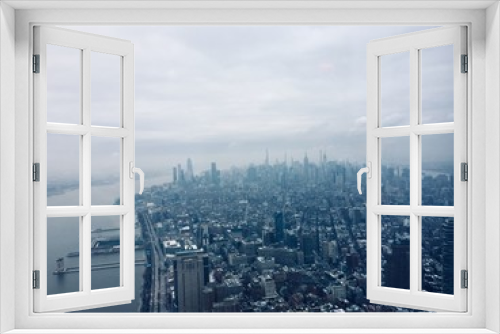 Fototapeta Naklejka Na Ścianę Okno 3D - New York city areil pan from downtown to midtown Manhattan 