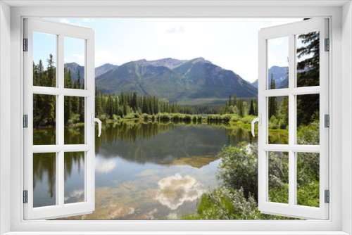 Fototapeta Naklejka Na Ścianę Okno 3D - Lake, Mountain lake, alpine meadows and rocky summits in the Rocky Mountains in Canada, British Columbia, West coast