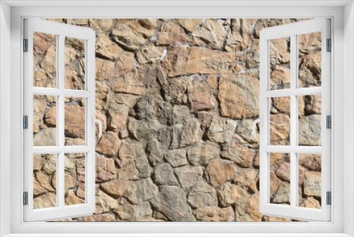 Fototapeta Naklejka Na Ścianę Okno 3D - Textures Random Rubble Stone Wall 