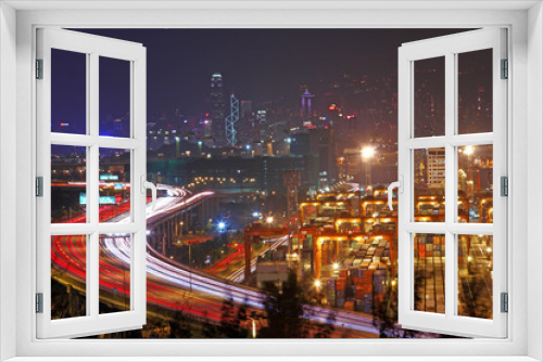 Fototapeta Naklejka Na Ścianę Okno 3D - traffic in Hong Kong at night