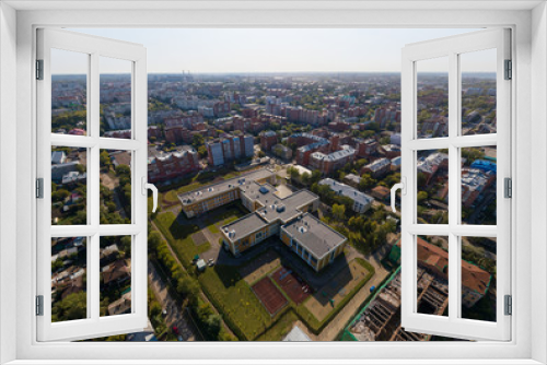 Fototapeta Naklejka Na Ścianę Okno 3D - School in Tomsk city. Aerial, summer, sunny