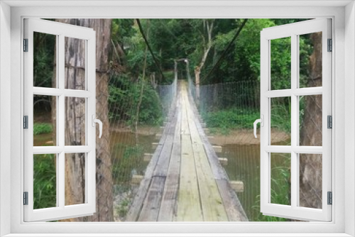 Fototapeta Naklejka Na Ścianę Okno 3D - bridge in forest