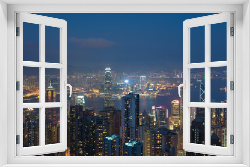 Fototapeta Naklejka Na Ścianę Okno 3D - Hong Kong at night, view from Victoria Peak