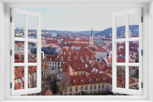 Fototapeta Naklejka Na Ścianę Okno 3D - Prague View from the Cathedral St. Vitus to the Vltava, Visit Tourist