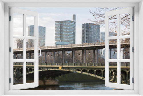 Fototapeta Naklejka Na Ścianę Okno 3D - River Seine and Bir-Hakeim Bridge; Paris