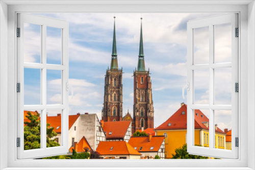 Gothic style Cathedral of St. John the Baptist on Tumski Island, Wroclaw, Poland