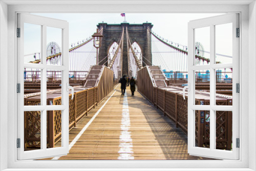 Fototapeta Naklejka Na Ścianę Okno 3D - new york city, puente de Brooklun, empire state, manhattan