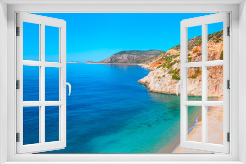 Fototapeta Naklejka Na Ścianę Okno 3D - Clear water sea and orange sand beach -  Kaputas Beach, Mediterranean Sea, Antalya